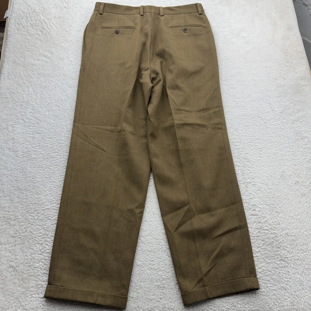 Vintage Banana Republic Mens 36R Wool Trousers Made in Italy Pleated Cuff Brown